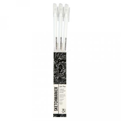 Ручка капиллярная "Sketchmarker" 0.6 мм, набор 3 шт., белый