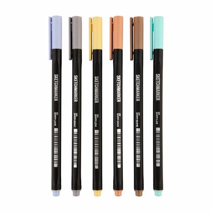 Ручка капиллярная "Sketchmarker Artist fine pen Pastel" набор 6 шт.