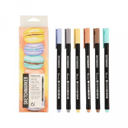 Ручка капиллярная "Sketchmarker Artist fine pen Pastel" набор 6 шт.