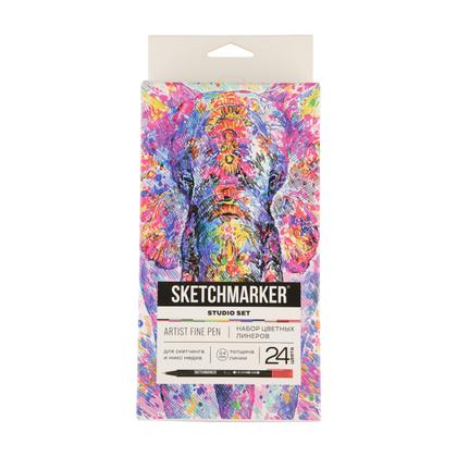 Ручка капиллярная "Sketchmarker Artist fine pen Studio" набор 24 шт.