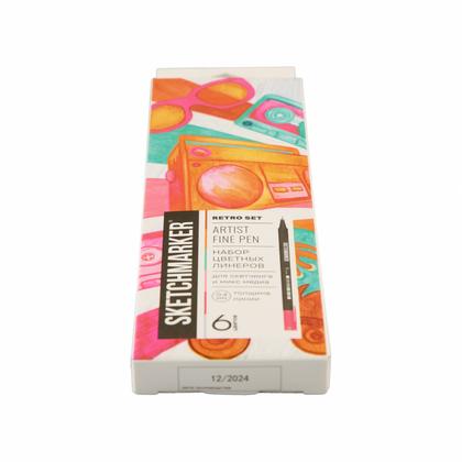 Ручка капиллярная "Sketchmarker Artist fine pen Mid" набор 6 шт.