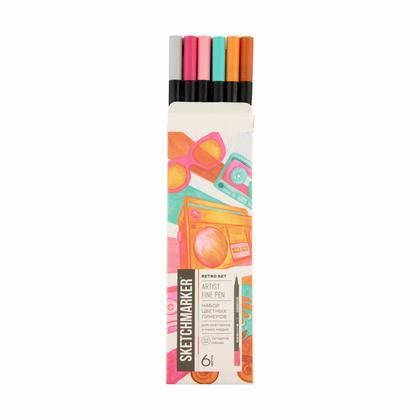 Ручка капиллярная "Sketchmarker Artist fine pen Mid" набор 6 шт.
