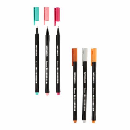 Ручка капиллярная "Sketchmarker Artist fine pen Mid" набор 6 шт.