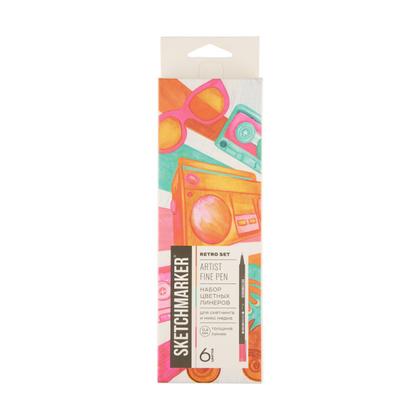 Ручка капиллярная "Sketchmarker Artist fine pen Mid" набор 6 шт.