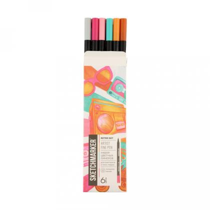 Ручка капиллярная "Sketchmarker Artist fine pen Mid" набор 6 шт.
