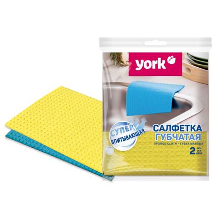 Салфетка губчатая целлюлозная York 18*20 см, ассорти, 2 шт./уп.