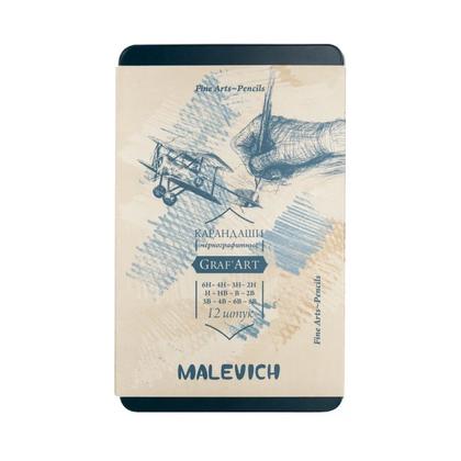 Карандаш чернографитный "Малевичъ" набор 12 шт., метал. коробка