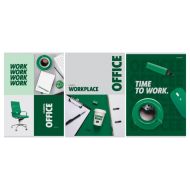 Тетрадь А4 80 л., клет. "Office" скоба сбоку, обл. карт., ассорти