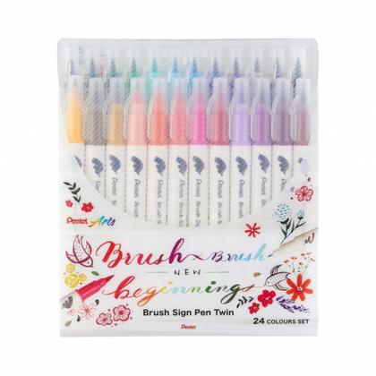 Маркер-кисть "Brush Sign pen twin" набор, 24 шт.