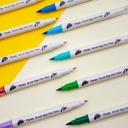 Маркер-кисть "Brush Sign pen twin" набор, 12 шт.