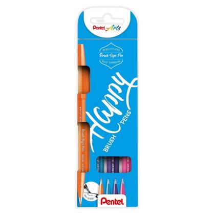 Маркер-кисть "Brush Sign pen. Happy" набор, 4 шт.