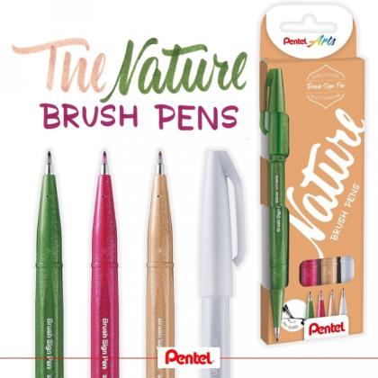 Маркер-кисть "Brush Sign pen. Nature" набор, 4 шт.