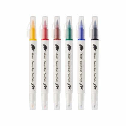Маркер-кисть "Brush Sign pen twin" набор, 6 шт.