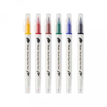 Маркер-кисть "Brush Sign pen twin" набор, 6 шт.
