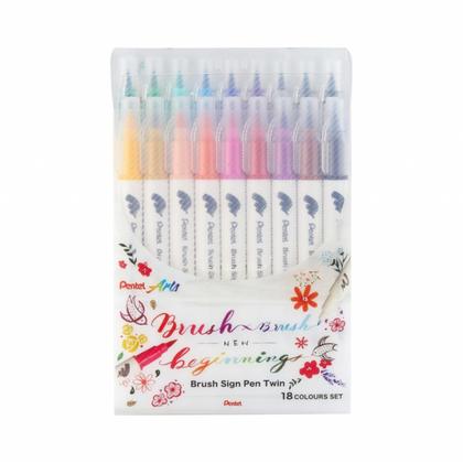 Маркер-кисть "Brush Sign pen twin" набор, 18 шт.