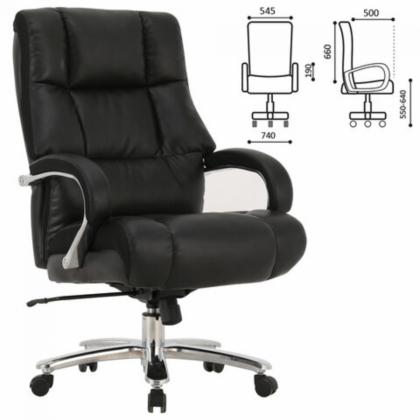 Кресло д/руководителя BRABIX PREMIUM Bomer HD-007 экокожа, черный, крестов. хром 