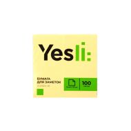 Бумага д/з на кл. осн. 75*75 мм "Yesli:" 100 л., желтый пастель
