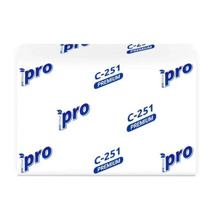 Салфетки бумажные PROtissue 16*21см, 2 слоя, V - сложение, цв.белый, 200 листов