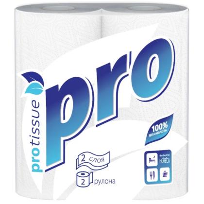 Полотенца бумажные  PROtissue 15м, 2 слоя, 2 рул, 100% целлюлоза