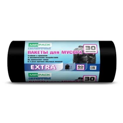 Мешки для мусора 30л 50шт/рулон ПНД Mirpack Extra 12мкм 50*60см цв.черный