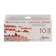 Мелок для рисования прессованный "Ладога" сангина и сепия, набор 10 цв.