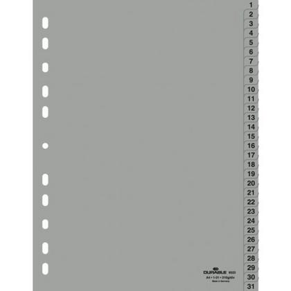 Разделитель на 10 делений А4 "Durable" пласт., с маркир., серый