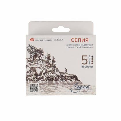 Мелок для рисования прессованный "Ладога" сепия, набор 5 цв.