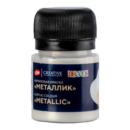 Краска акриловая металлик "Декола" 961 светлое серебро, 20 мл., банка