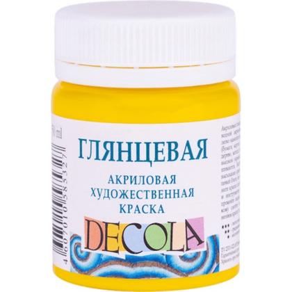Краска акриловая глянцевая "Декола" 213 желтая светлая, 50 мл., банка