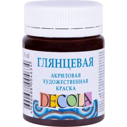 Краска акриловая глянцевая "Декола" 419 коричневая, 50 мл., банка