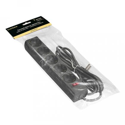 Сетевой фильтр 7м ExeGate SP-5-7B, EX279179RUS, 5 розеток, черный