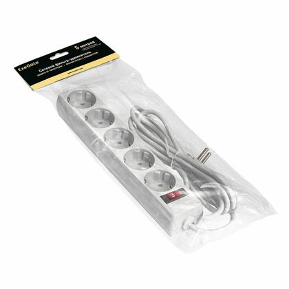 Сетевой фильтр 5м ExeGate SP-5-5W, EX221190RUS, 5 розеток, белый