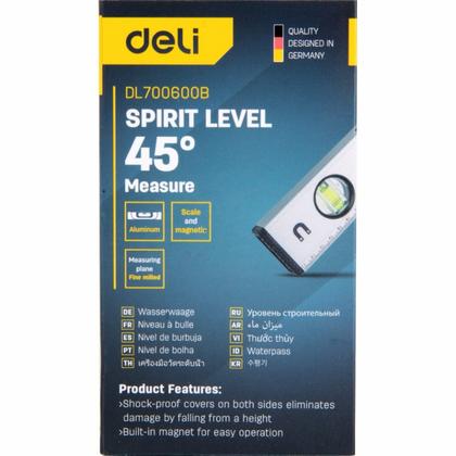 Уровень строительный Deli YS EDL700600B 600 мм, магнит, алюминиевый сплав