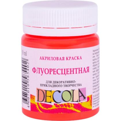 Краска акриловая неон "Декола" 336 красная светлая, 50 мл., банка