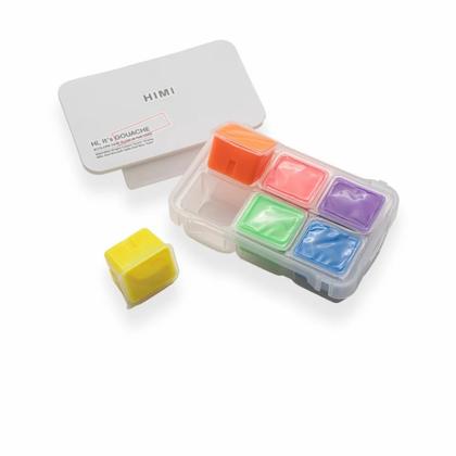 Краски гуашевые "Himi Jelly Cup.Glow in the dark. Bright color" набор 6 цв., 23 мл., кювета, пластиковый футляр