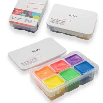Краски гуашевые "Himi Jelly Cup.Glow in the dark. Bright color" набор 6 цв., 23 мл., кювета, пластиковый футляр