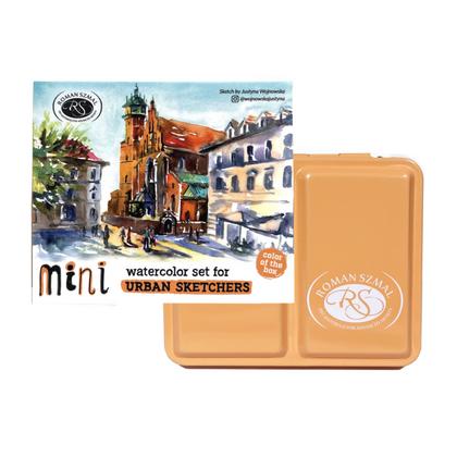 Краски акварельные "Aquarius. Mini Urban Sketcher set" набор 8 цв., полукюветы, метал. коробка, абрикос