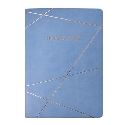 Блокнот А4 210*297 мм, 96 л., тонир., лин. "20D076" обл. кожзам., голубой