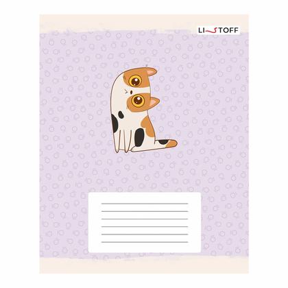 Тетрадь А5 12 л., лин. "Котики (Универсальная плашка)" скоба сбоку, обл. карт., ассорти