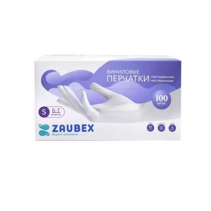 Перчатки виниловые  одноразовые  Zaubex р-р S 100 шт./уп. прозрачный