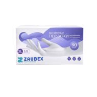 Перчатки виниловые одноразовые  Zaubex р-р XL 90 шт./уп. прозрачный
