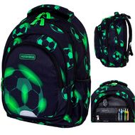 Рюкзак для учащихся начальных классов "Neo Football" полиэстер,  уплотн. спинка, черный/зеленый