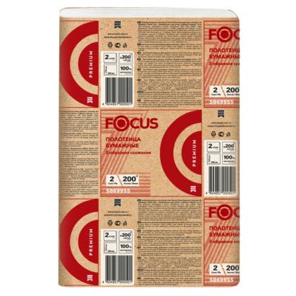 Полотенца бумажные  Focus Premium Z - сложение 200 листов, 2 слоя, 100% целлюлоза