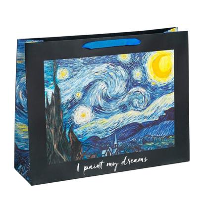Пакет бумажный подарочный 27*23*11,5 см "I paint my dream", синий/черный