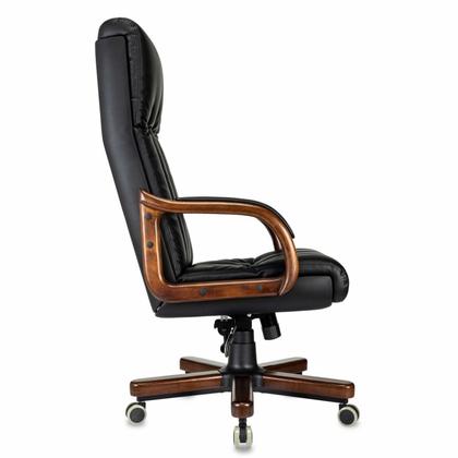 Кресло д/руководителя Бюрократ T-9932WALNUT экокожа, черный, крестов. металл/дерево