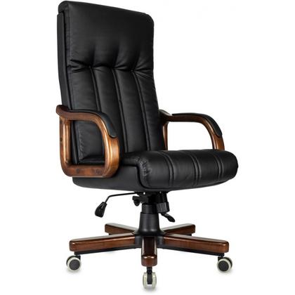Кресло д/руководителя Бюрократ T-9932WALNUT экокожа, черный, крестов. металл/дерево