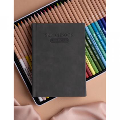 Скетчбук для графики "GrafArt white" А6, 160 г/м2, 40 л., серый, горизонтальный