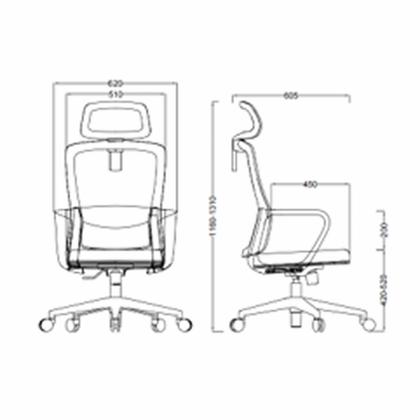 Кресло д/руководителя SitZone U-060A сетка/ткань, черный, крестов. хром, 2 шт/упак