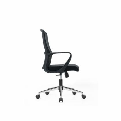 Кресло д/персонала SitZone U-069B сетка/ткань, черный, крестов. хром, регулир. подголов.