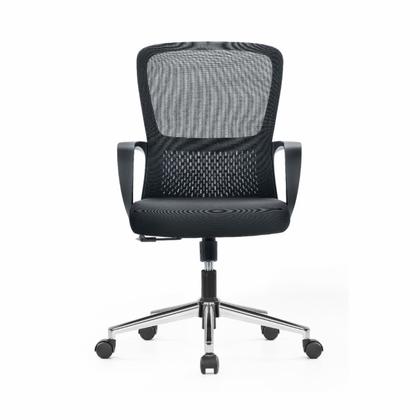 Кресло д/персонала SitZone U-069B сетка/ткань, черный, крестов. хром, регулир. подголов.